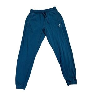 Gymshark Teal Sweatpants Joggers Logo Drawstring Waist Elastic Cuffs Athleisure